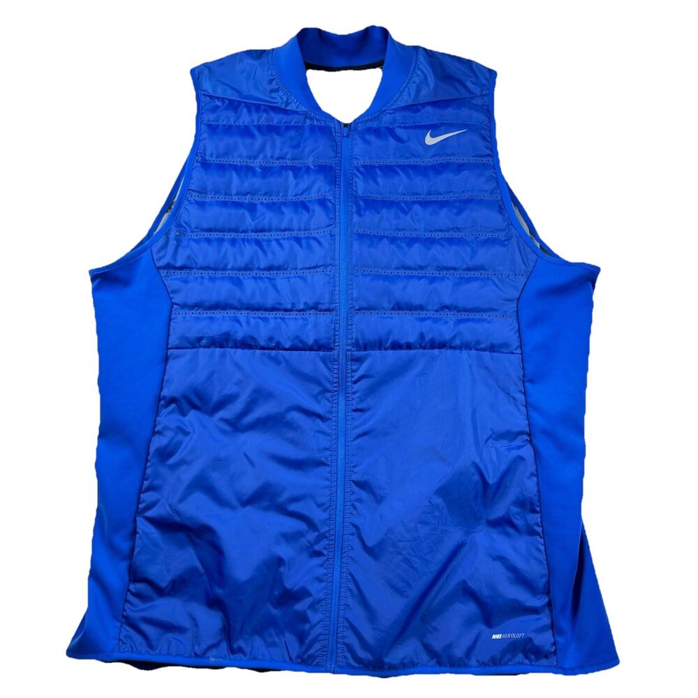 Nike Men Aeroloft Golf Vest Full Zip Size 2XL Blue Puffer Lightweight Packable